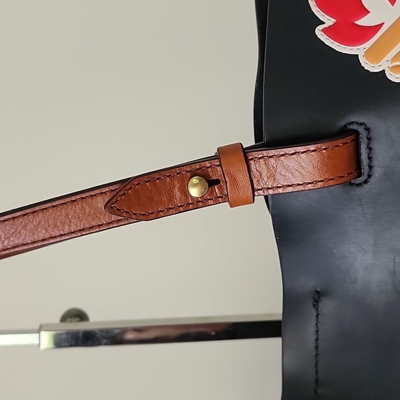 Fossil Rachel Black Multi Leather Magnetic Tote & Shopper Shoulder Bag Purse - Picture 4 of 13